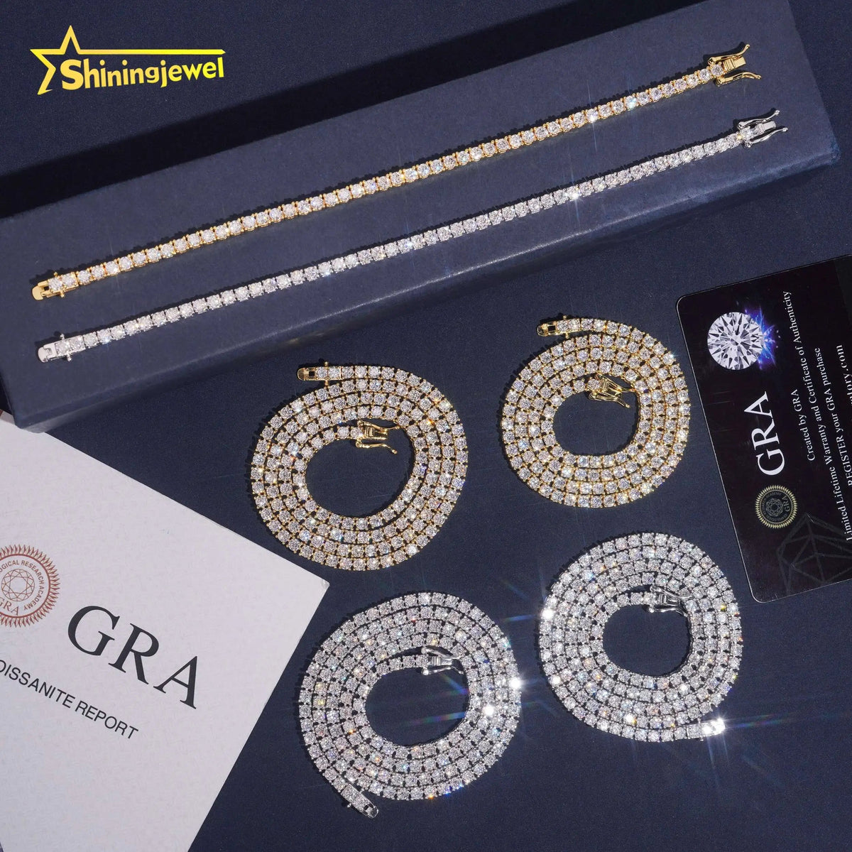 VVS Moissanite Iced Out Tennis Chain – 925 Silver, GRA Certified - DB Diamonds