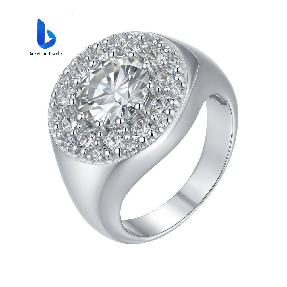 VVS Moissanite Solitaire Hip Hop Ring – 925 Sterling Silver - DB Diamonds