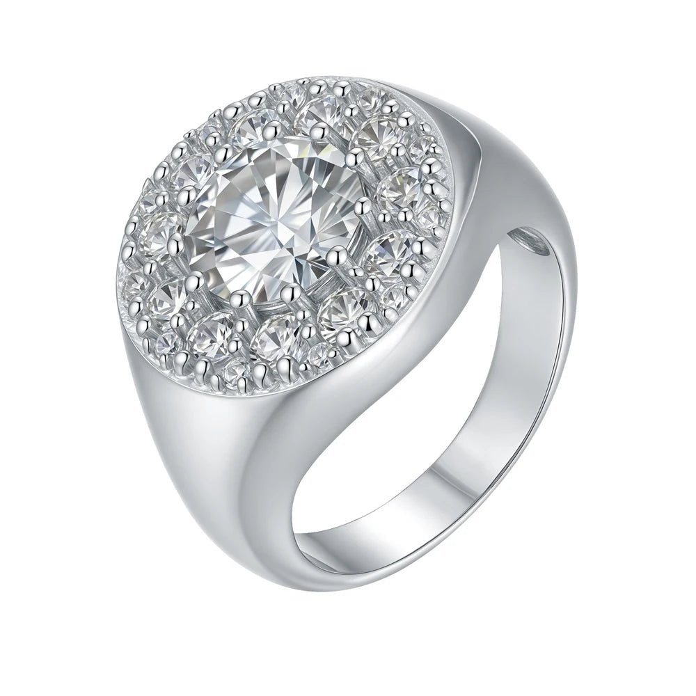 VVS Moissanite Solitaire Hip Hop Ring – 925 Sterling Silver - DB Diamonds