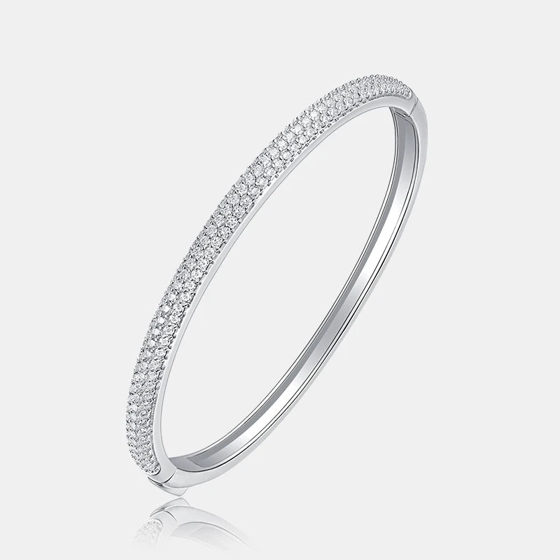 VVS1 Moissanite Pavé Bangle – S925 Sterling Silver - DB Diamonds