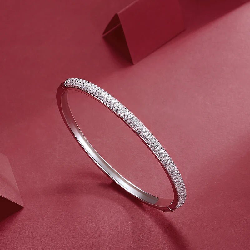 VVS1 Moissanite Pavé Bangle – S925 Sterling Silver - DB Diamonds