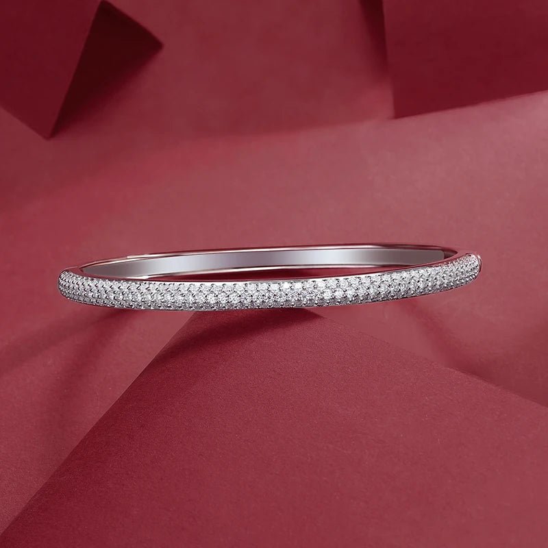 VVS1 Moissanite Pavé Bangle – S925 Sterling Silver - DB Diamonds