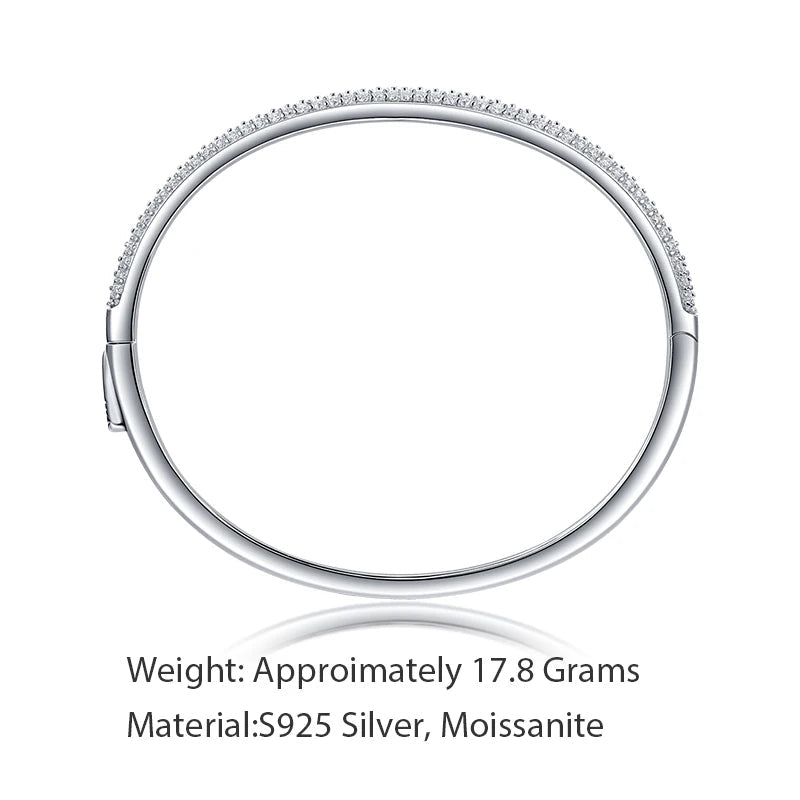 VVS1 Moissanite Pavé Bangle – S925 Sterling Silver - DB Diamonds