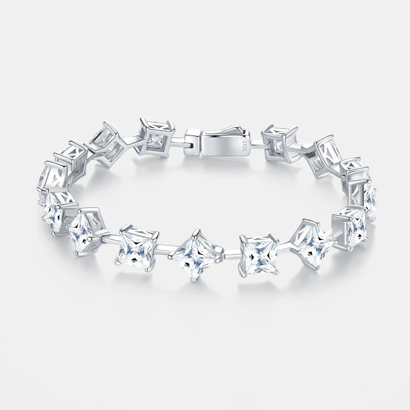 VVS1 Princess Cut Moissanite Bracelet – 925 Sterling Silver - DB Diamonds