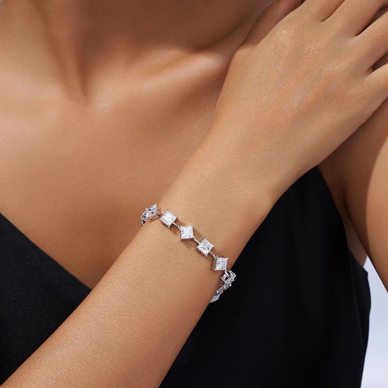 VVS1 Princess Cut Moissanite Bracelet – 925 Sterling Silver - DB Diamonds