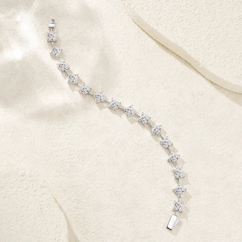 VVS1 Princess Cut Moissanite Bracelet – 925 Sterling Silver - DB Diamonds