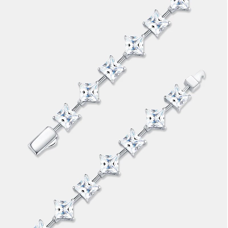 VVS1 Princess Cut Moissanite Bracelet – 925 Sterling Silver - DB Diamonds
