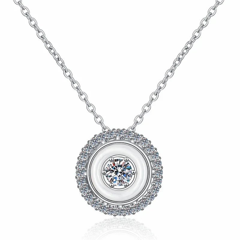 White Fritillaria Moissanite Pendant Necklace – 925 Sterling Silver - DB Diamonds