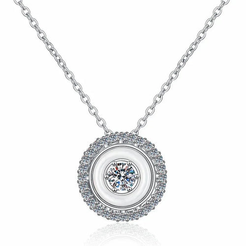 White Fritillaria Moissanite Pendant Necklace – 925 Sterling Silver - DB Diamonds